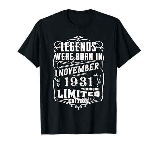 Cumpleaños Noviembre 1931 Edición Limitada Regalo Vintage Camiseta