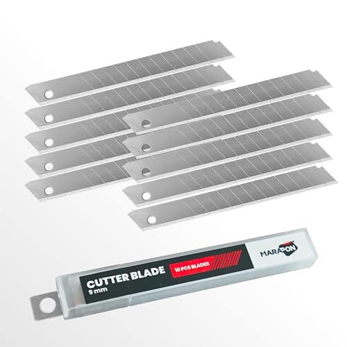 MARAPON Cuchillas de corte de 9 mm [pack de 10] Cuchillas de repuesto para cortadores | Cuchillas de corte de alta precisión rompibles