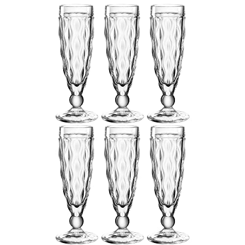 Leonardo Brindisi Sekt-Gläser 6er Set, spülmaschinenfeste Prosecco-Kelche, Champagner-Glas mit Stiel, Facettenschliff-Kelchgläser...