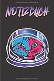  NOTIZBUCH: Katze im Astronauten-Kostüm liniertes Notizbuch A5, 120 Seiten, Notizblock, Deutschheft, Schreibheft, Schulheft, Tagebuch