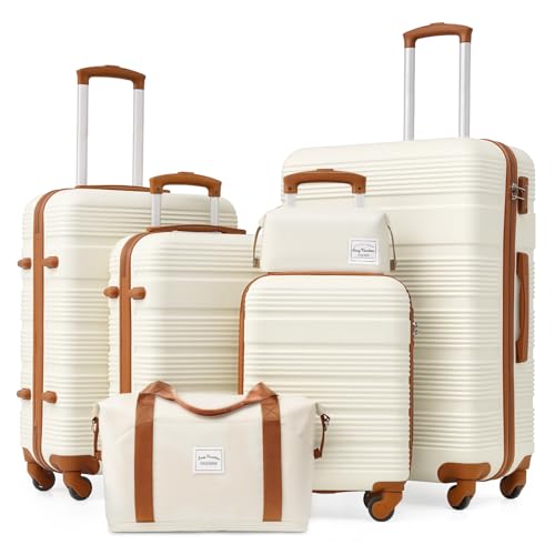 Image of LONG VACATION Luggage Sets with Spinner Wheels, Suitcase Set 6 Piece