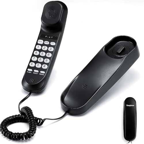 Corded House Phones Landline, Wall Mountable Or Desk Landline Telephone, Dial Pad on Base unit Home Phone, Landline Phones Last Number Redial, Pause, Flash for Office, Hotel, Home, Bathroom -Black - Image 6