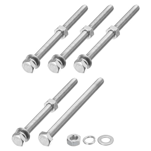 Image of METALLIXITY Hex Head Screws Bolts, Nuts, Flat & Lock Washers Kits (M8-1.25x110mm) 5 Set, Stainless Steel Fully Threaded Machine Screws Bolt Set - for Home Appliance Equipment