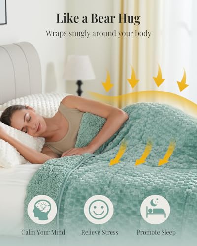 Image of Topblan Weighted Blanket for Adults, 60 inch x 80 inch 20lbs, Soft Sherpa Queen Size Heavy Blanket with 3D Jacquard Turtle Shell Flannel Fleece for Couch and Bed