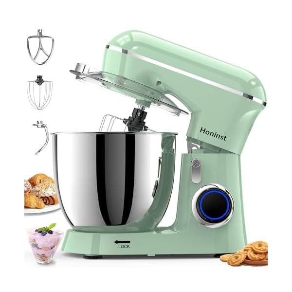 Stand Mixer, 6.5QT 10-Speed Tilt-Head Electric Stand Mixer, 3-In-1 Kitchen Mixer with Bowl, Dough Hook, Whisk and Beater, Food Mixer for Baking, Cake and Most Home Cooks, Light Green