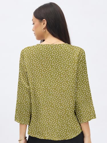 Image of SheWill Printed Top with Contrast Tipping - Stylish Ethnic & Western Tops for Women - Summer Travel Wear, Trendy Tops for Jeans, Lightweight & Comfortable Casual Wear