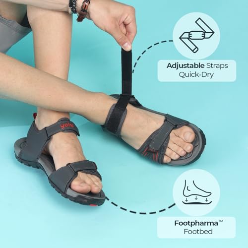 Image of YOHO TrailMark 002 Sports Sandals for Men | Comfortable & Lightweight | Flexible & Breathable | Footpharma footbed | Anti-Skid Footwear for Trekking, Hiking & Outdoor