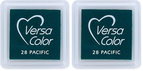 Tsukineko Versasmall VersaColor Tampon encreur Petit Cube 25 × 25 mm Pigment Pacifique (Lot de 2)