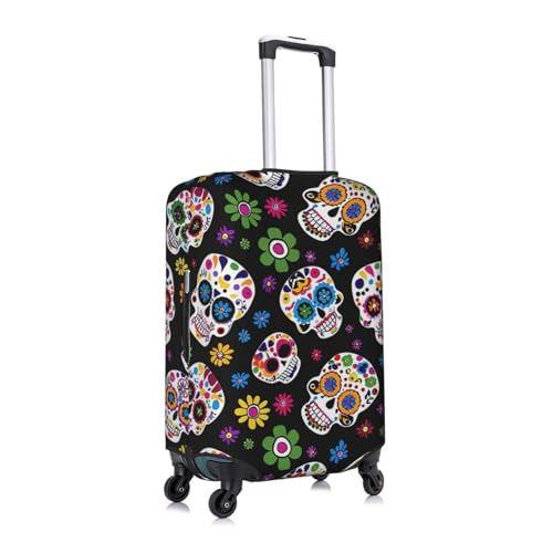 Colorful Skull Floral Luggage Cover Washable Suitcase Cover Anti-Scratch Luggage Protector Covers Elastic Luggage Identify for Suitcase S fits 18-21 Inch Luggage3