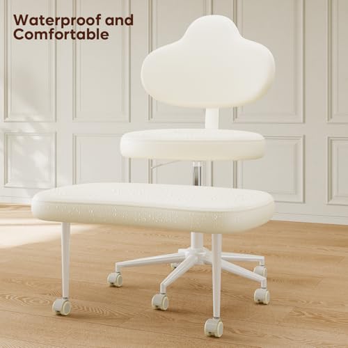 Image of Pinmoco Cross Legged Office Chair with Wheels, Meditation Chair, ADHD Chair for Adults, Wider Height Adjustable Backrest and Seat, Yoga Office Chair, PU Leather, Beige