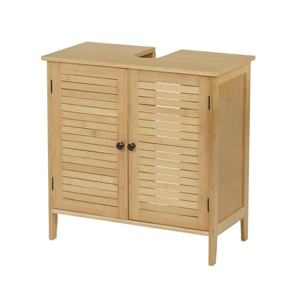 EUGAD Waschbeckenunterschrank Unterschrank Badezimmerschrank Waschtisch Badschrank mit 2 Türe 60 x 30 x 60 cm Bambus
