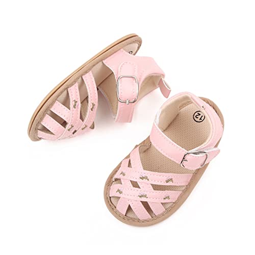 Infant Girls Baby Newborn Summer Sneakers Cute Flower Embroidery Design Walking Sandals Flat Bottom Girls Slides Size 24