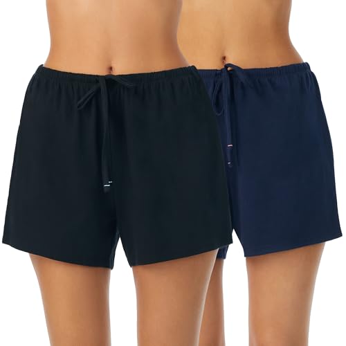 Image of Nautica Womens Sleep Shorts - Mid-Thigh, Lightweight, Breathable Pajama Bottoms - Cotton Knit Jersey Sleepwear and Loungewear