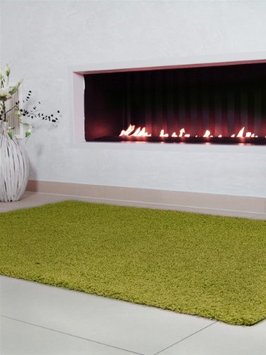 Benuta Hochflorteppich Swirls Shaggy Langflor Grün 80x150 cm Kunstfaser