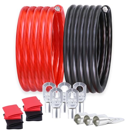2/0 Gauge Welding Battery Cables with Lugs and Heat Shrink