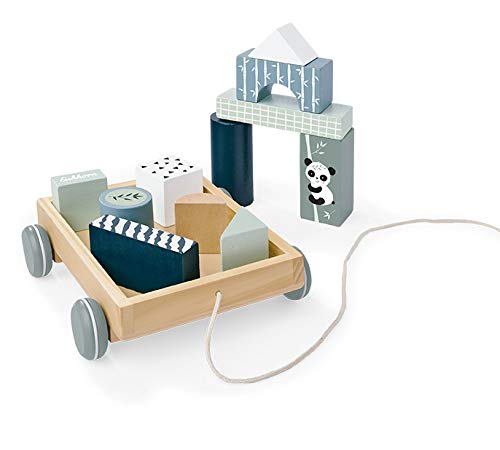 Eichhorn - Bauwagen mit 11 Bausteinen, Nachziehspielzeug, 12 teilig, 18x17,5 cm groß, ab 1 Jahr 100003800