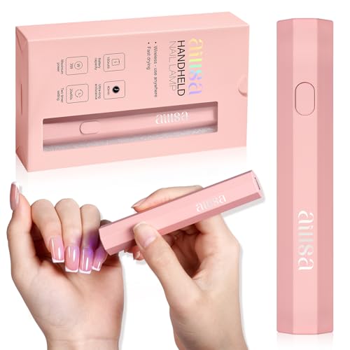 AILLSA Handheld UV Light for Gel Nails, Flash Cure LED Nail Lamp, Mini Portable Cordless for Fast Drying Home Salon (Pink)