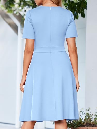 Image of YIOYOLA Fit and Flare Work Dresses for Women Business Casual Office Church Cocktail Party Aline Dress with Pockets
