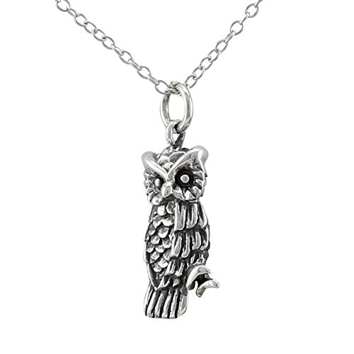 Serebra Jewelry Hiboux Hibou Collier avec Pendentif en Argent Sterling 925 - Cadeau de Nuit Cover