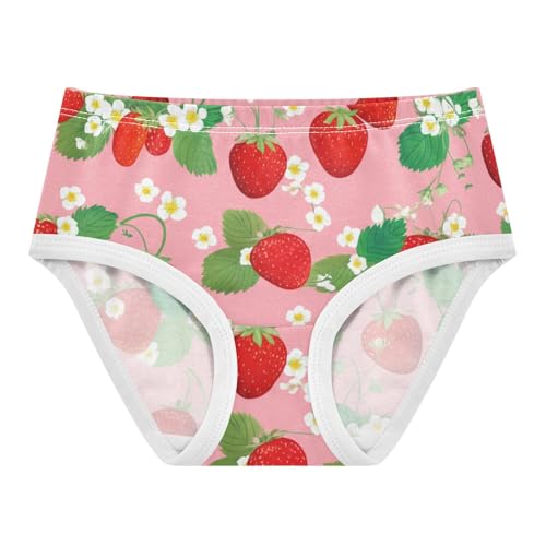 Cute Red Strawberries Pink Girl Panties Cute Toddler Girls Underwear Cotton Florals Kids Undies Briefs 2t