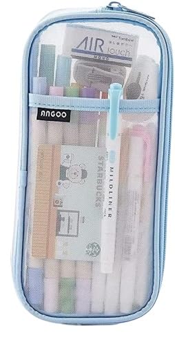 TREXEE Canvas Pencil Case, Pencil Pouch Pen Grid Pouch With Zipper, Clear Stationery Bag Transparent Pencil Bag For School, Aesthetic Stationary Pouches Kids Office School Supplies (Blue) (B0C7GV1F4Z) Amazon Price History, Amazon Price Tracker