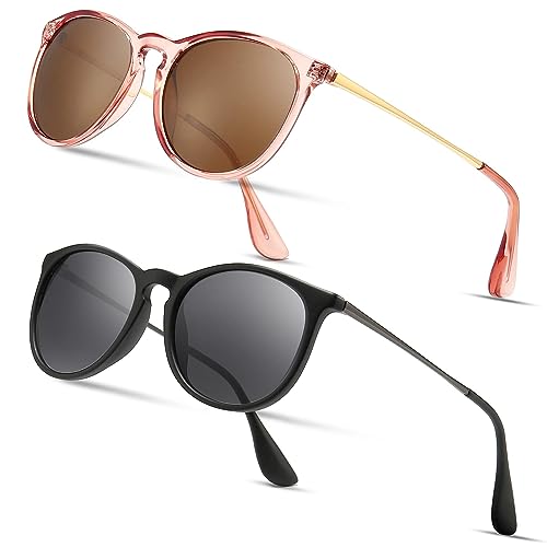 Image of SUNGAIT Vintage Round Sunglasses for Women Classic Retro Designer Style