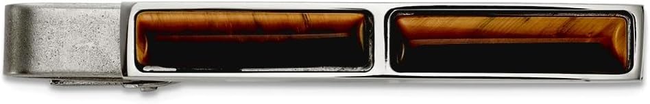 6.7mm Stainless Steel Brushed and Polished Tigers Eye Tie Bar Tie Clip for Men