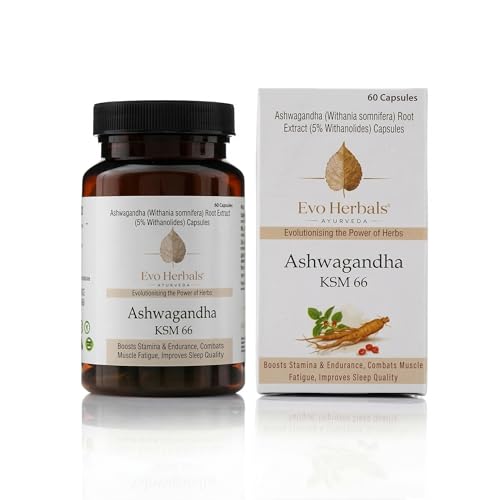 Image of Ashwagandha KSM-66 500 mg Capsules | 60 Veg Caps | Full-Spectrum Root Extract | Calm Focus, Sleep Support, Energy & Vitality | Ayurvedic Adaptogen | Made in India | Evo Herbals