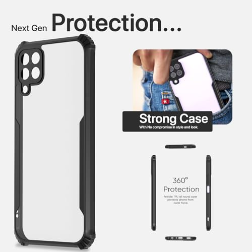 Image of Pikkme Samsung Galaxy A22 4G Back Cover Shockproof Bumper Clear Transparent Case for Samsung Galaxy A22 4G (Black)