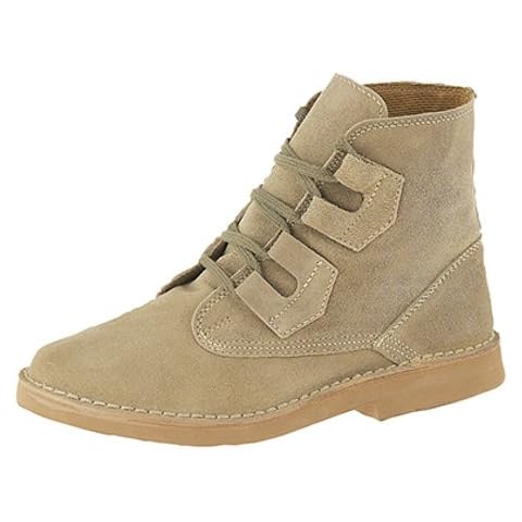 Roamers Mens Ghillie Tie Desert Boots Dark Taupe Suede Size 7 UK Cover