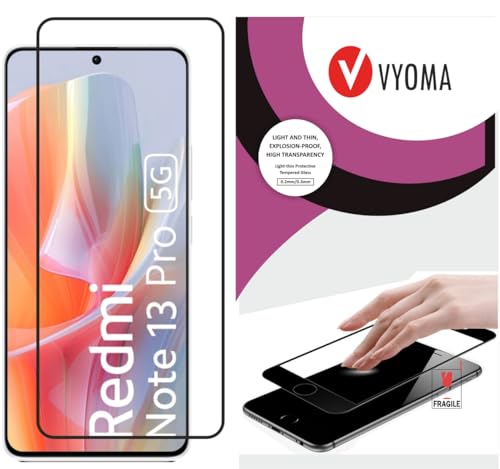 Image of VYOMA Gorilla Tempered Glass Compatible For Redmi Note 13 Pro /Poco F6 /Poco F6 Pro /Poco X6 /Poco X6 Pro (Black) Edge To Edge Coverage With Easy Installation Kit