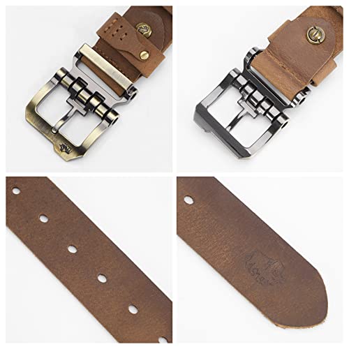 Bison Denim Men's Belts Leather Dress Genuine Leather Classic Heavy Duty Buckle Belt Casual For Jeans #TOP3