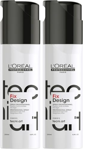 Image of L'Oréal Professionnel Tecni.ART Fix Design Strong Hold Hair Spray, Natural Looking Shiny Finish, No Residue, 200ml (Pack of 2)