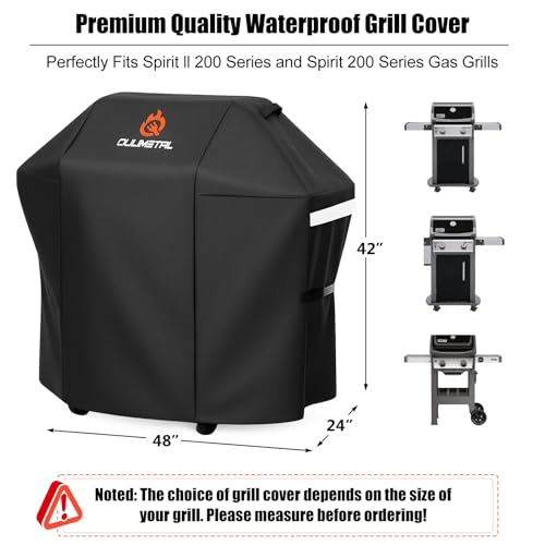 Image of QuliMetal 48 Inch Grill Cover for Weber Spirit 200 /Spirit II 200 Series | BBQ Gas Grill Cover for Weber Spirit 2 Series 600D Heavy Duty Waterproof,UV & Fade Resistant Replacement for Weber 7138