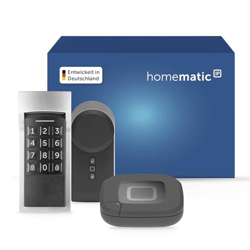 Homematic IP Access Point 2 + Türschlossantrieb anthrazit + Keypad, Smart Home, elektronisches Türschloss, Smart Lock nachrüstbar ohne Umbau, steuerbar per Codeschloss, App, Alexa & Google Home