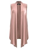 BILY Women's Classic Open Front Sleeveless Drape Cardigan Dusty Pink X-Large