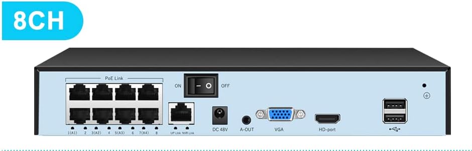 Rear panel of an 8-channel ASECAM NVR