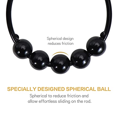 12Pcs Shower Curtain Hooks Rings, Shower Curtain Hooks Rings For Bathroom, Rustproof Metal Shower Curtain Rings For Shower Curtains, Kitchen Utensils, Etc. (Matte Black) #TOP3