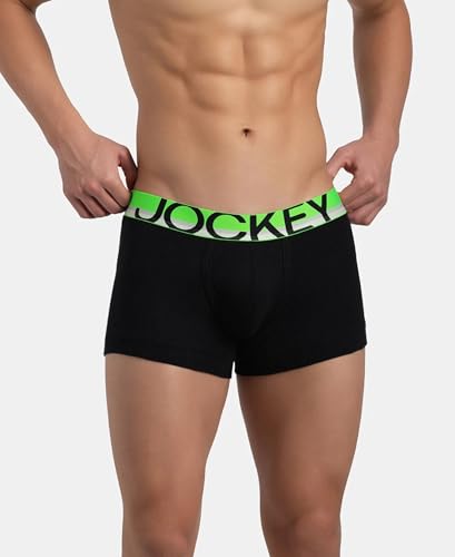 Image of Jockey FP03 Men's Super Combed Cotton Rib Solid Trunk with Ultrasoft Waistband Black New M
