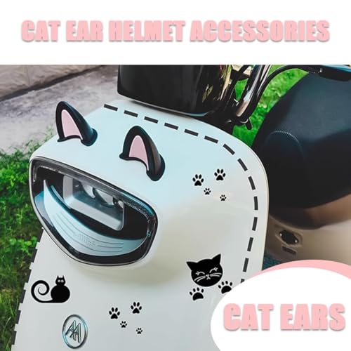 4 Stück Motorradhelm Dekorative Ohren, Katzenohren Motorradhelm Dekorative, Motorradhelm Dekorative, Motorrad Helm Katzenohren Eckdekoration, Motorradhelm Katze Ohren Aufkleber,Schwarz Helme