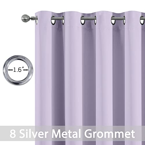 Yakamok Lilac Curtain Panel, Heat and Light Blocking Drapes with Grommets for Bedroom, Pink Thermal Insulated Window Treatment Drapes for Living Room (Lilac, 1 Panel, 52 x 84 inch)