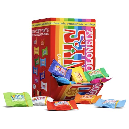 Tony's Chocolonely Tiny Tony's Chocolate Gift Box - 900g Mini Chocolate Mix To Share, 10 Different Flavours, Individually Wrapped, Vegetarian, Belgian Fairtrade Chocolate