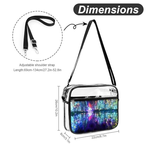 Large Unicorrn Background Large Crossbody Bag Clear Stadium Bag Anti-Theft Side Shoulder Bags Messenger Bag with 2 Compartments2