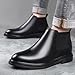 ENOEGMSD Men's Slip on Leather Chelsea Ankle Boots Fall Winter Fashion Pointed Toe Elastic Pull on Comfort Dress Boots Casual Non Slip Waterproof Business Work Booties (Black,9)