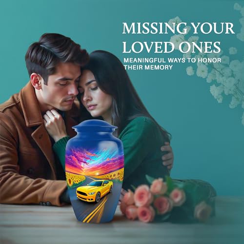 Image of Car Urn - Decorative Urn for Ashes - Combo 1 - Large with 3 Inch Pack of 1 - Cremation Keepsakes for Human - Urns for Ashes Adult Male & Female - Small Keepsake Urns