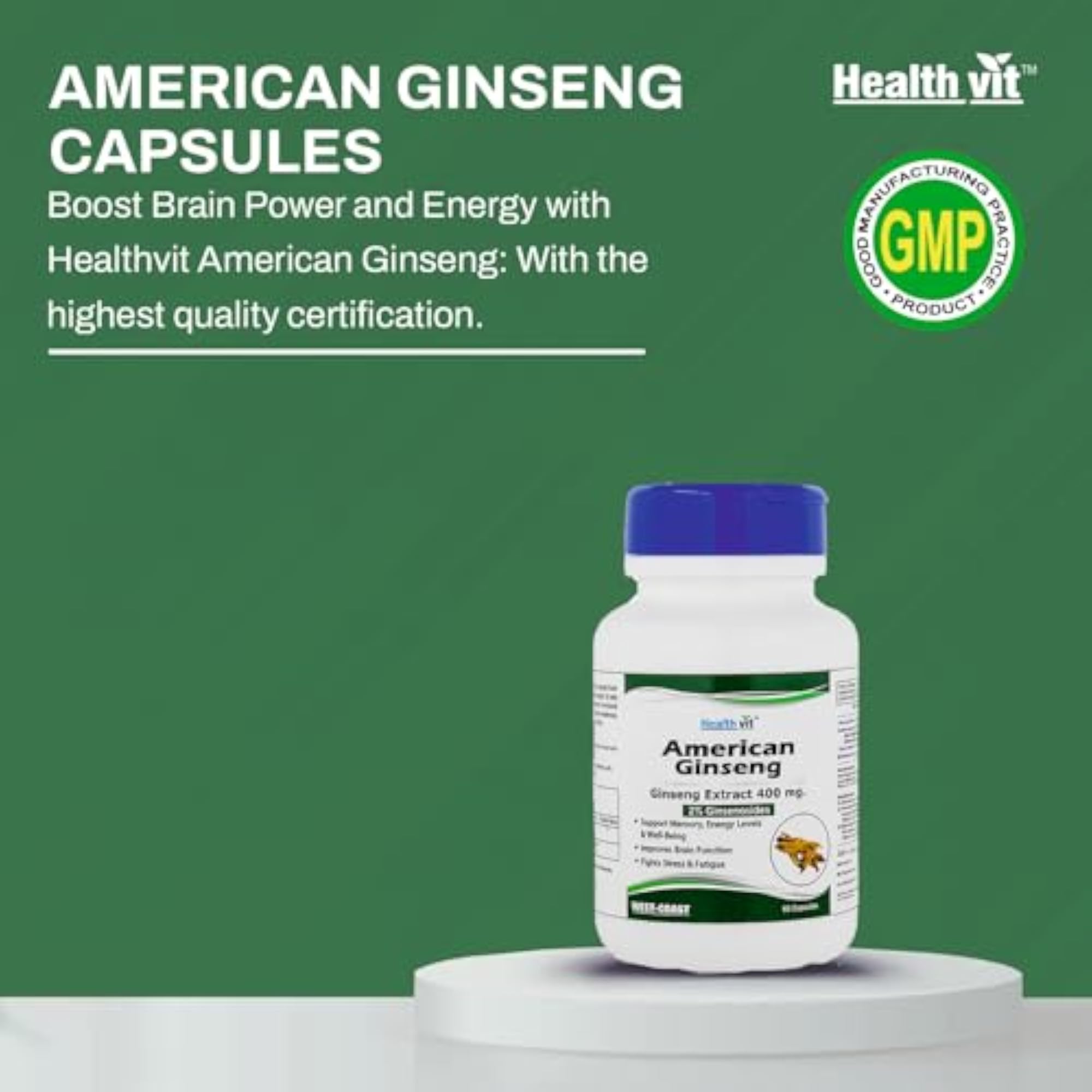 Healthvit American Ginseng Capsules, 400mg, 60 Capsules