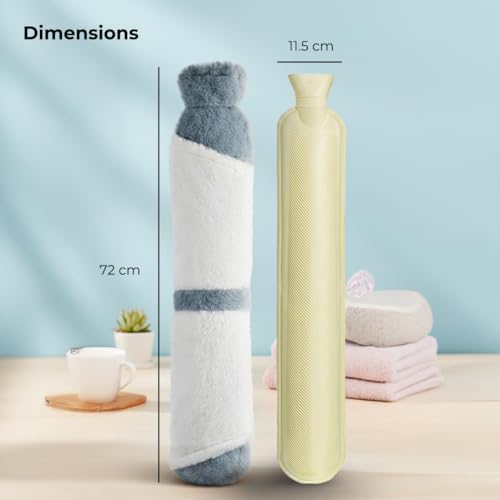 Image of Lifelong Hot Water Bottle 2000 ml with Washable Fur Cover | Hand, Belly & Full Body Warmer for Pain Relief & Period Cramps | Extra Long Bed Bottle for Women & Men |Back Neck Shoulder Warmer (LLEHWB09)