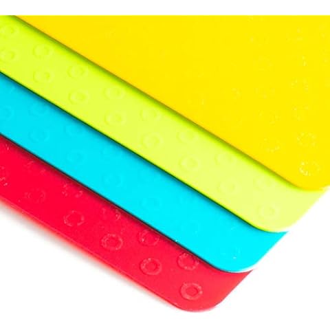 Bellemain Extra Thick Flexible Plastic Cutting Board Mats Non-Skid with Food Color Codes (Set of 4) (8"x11") Cover