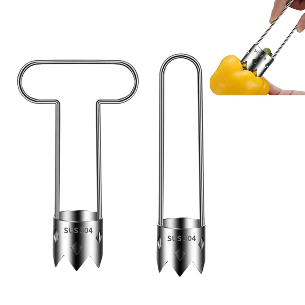 CTRLZS 2pcs Pepper SeedCorer Remover Fruit Vegetable Core Remover Suitable for Removing Cores of Vegetables and Fruits in Kitchen
