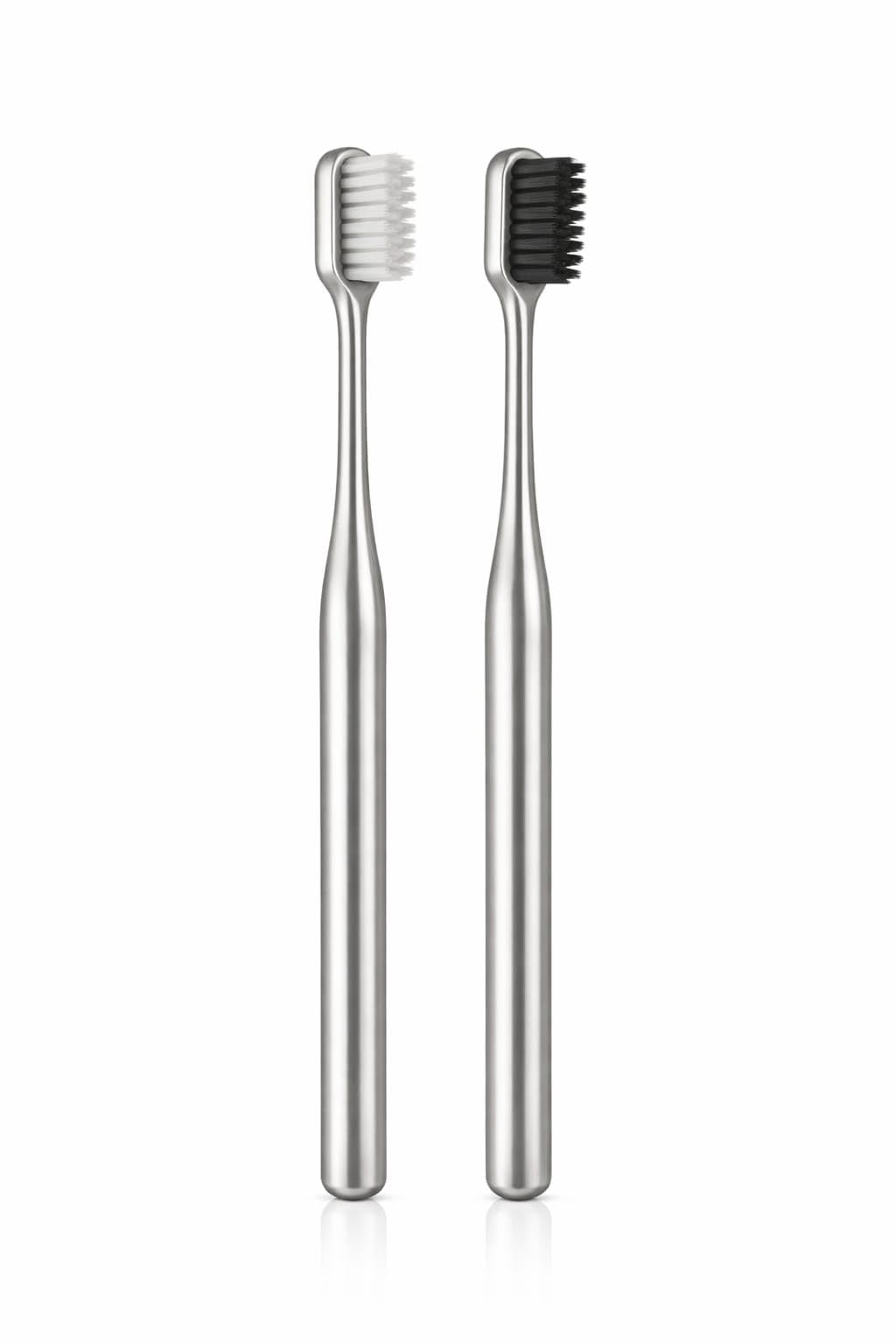 Pickliin Luxury Toothbrush | Premium Metal Handle Manual Toothbrush | Soft Bristles | PACK OF 2 MIX COLOR Silver Black and Silver White ToothBrush Elegant Reusable Tooth Brush for Adults Home & Travel-image-10